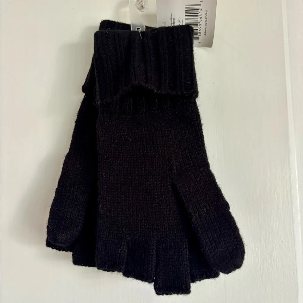 NWT Kate Spade New York Black Embellished Knit Mittens | Designer Winter Gloves